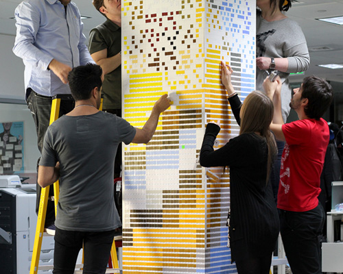 OgilvyOne turns 21,000 pantone color chips into paper pixel emoticons