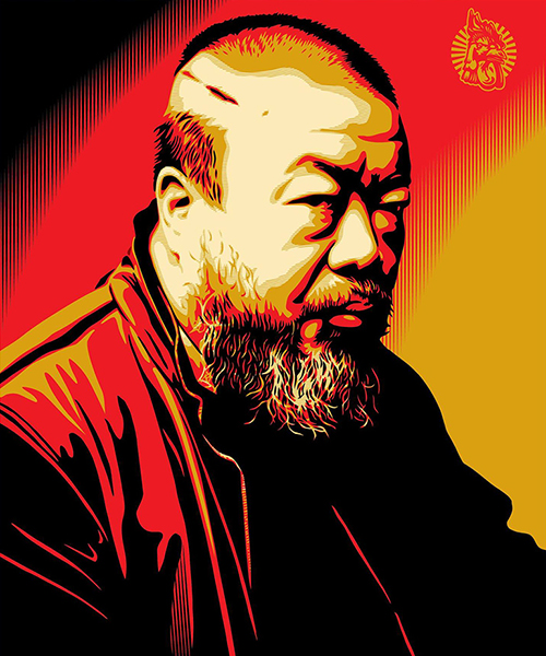 shepard fairey pays tribute to ai weiwei with illustrated portrait