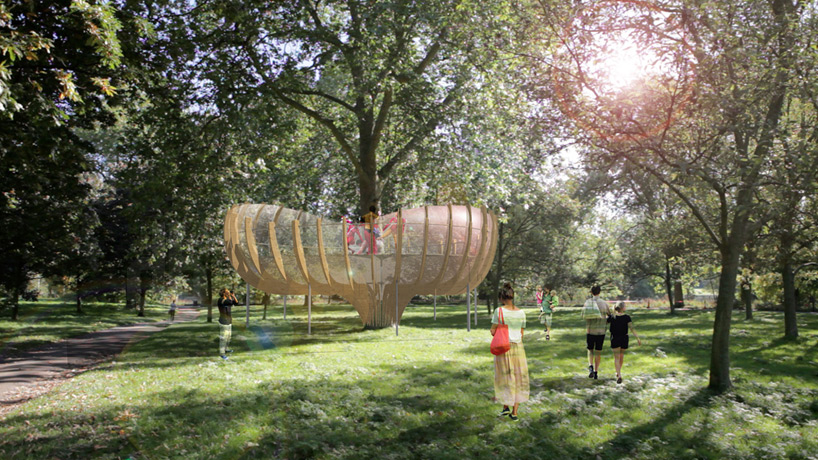 sculptural treehouses form invisible city by shuster moseley