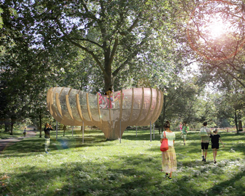sculptural treehouses form invisible city by shuster moseley
