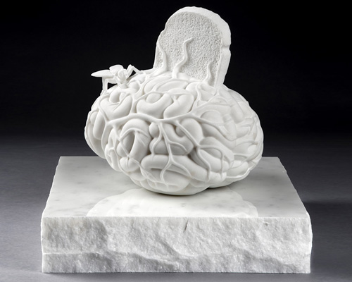 jan fabre carves the human brain from carrara marble