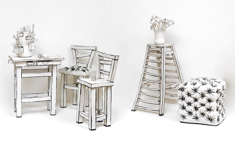 katharine morling's ceramic furniture + objects appear two-dimensional