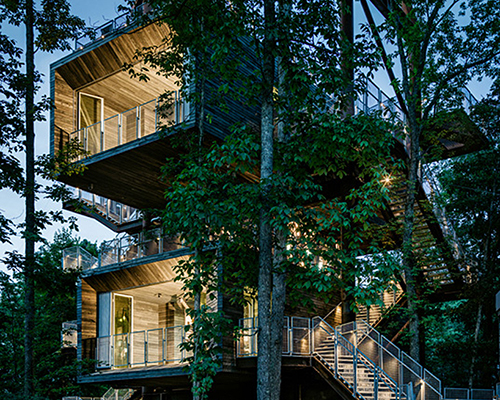 mithun erects the sustainability tree house in the dense forest of west virginia