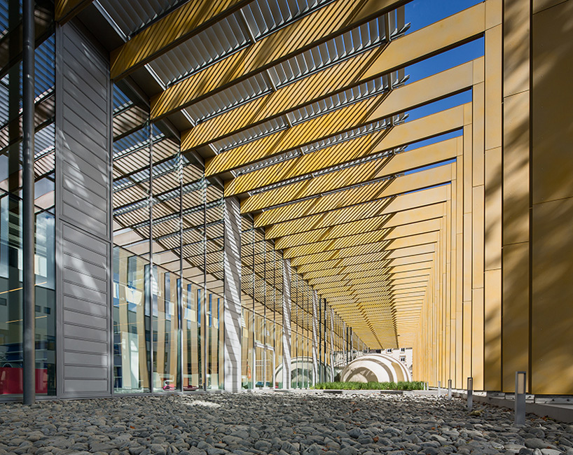 steel blades envelope media library by opus 5 architectes