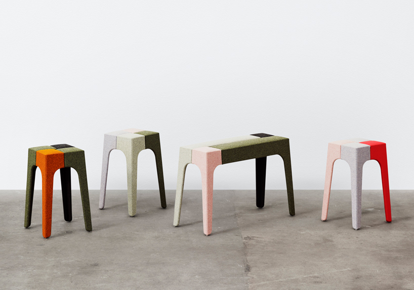 upholstered jib stools by peter marigold for kvadrat divina exhibit