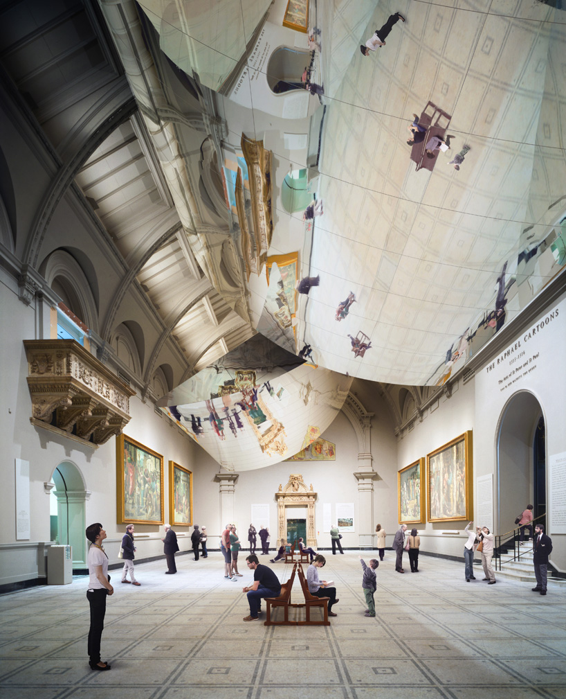 V&A displays warped raphael paintings for BMW's double space by barber osgerby