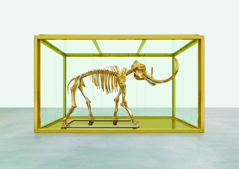 damien hirst gilds golden woolly mammoth skeleton