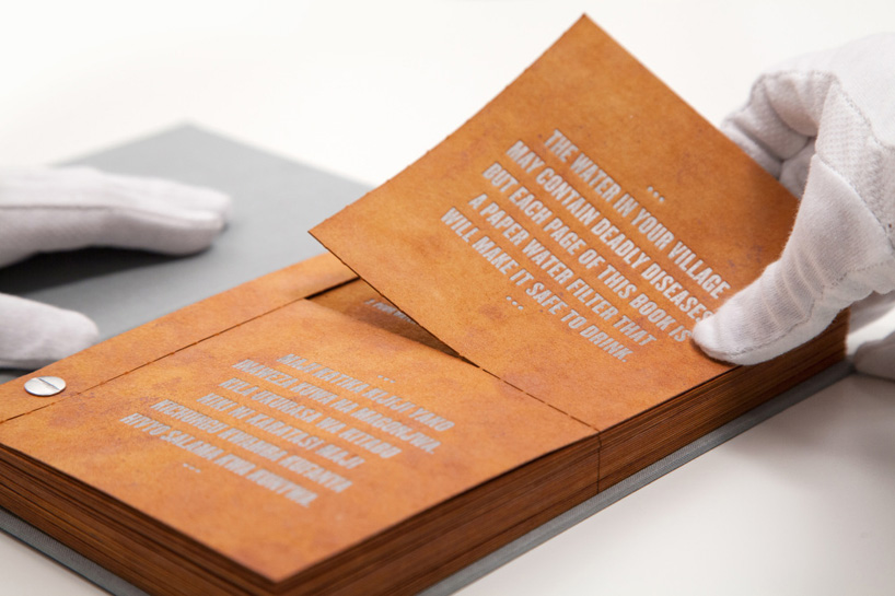 the drinkable book cleans and purifies water with advanced filtering paper