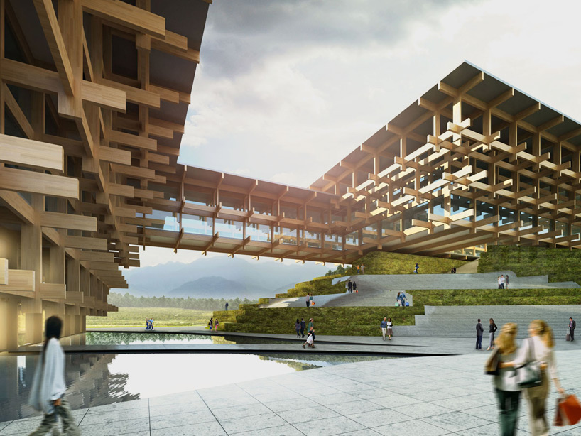 kengo kuma unites latticed yunnan sales center in china