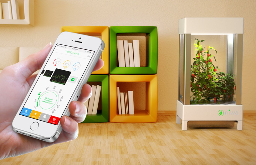 niwa urban garden is smartphone-controlled for optimal cultivation