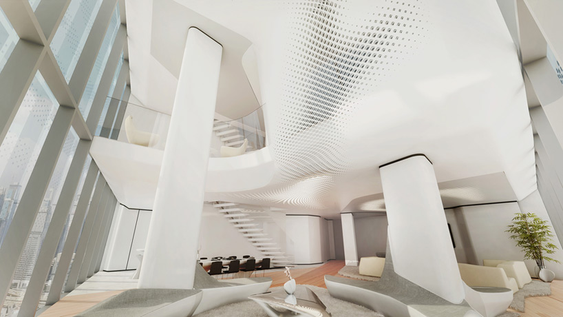 zaha hadid designs interiors for dubai's opus office tower