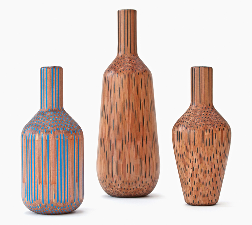 amalgamated pencils form vases by studio markunpoika