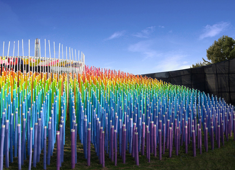 abin chaudhuri builds temple pavilion from bamboo