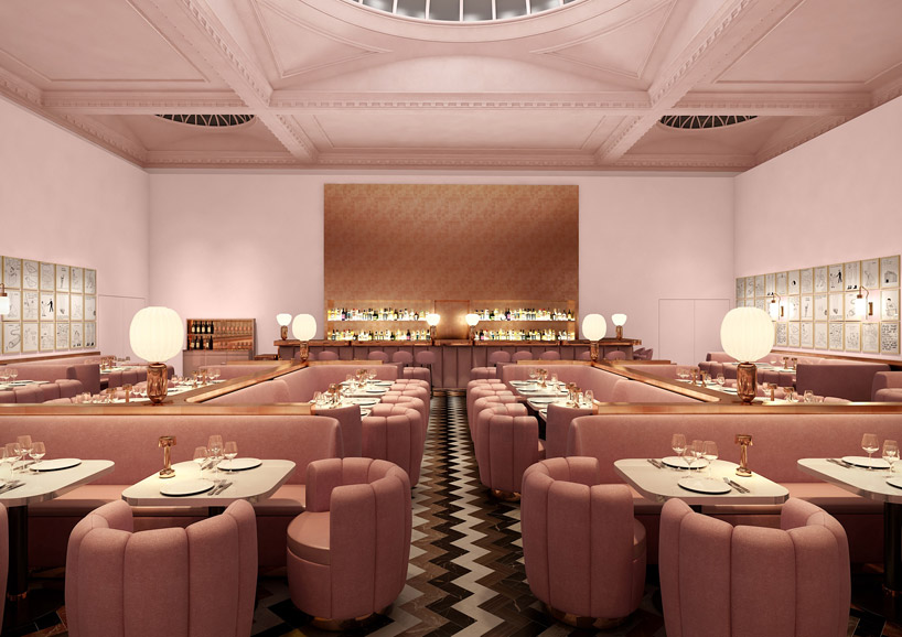 david shrigley lines sketch restaurant's pink walls with 239 original