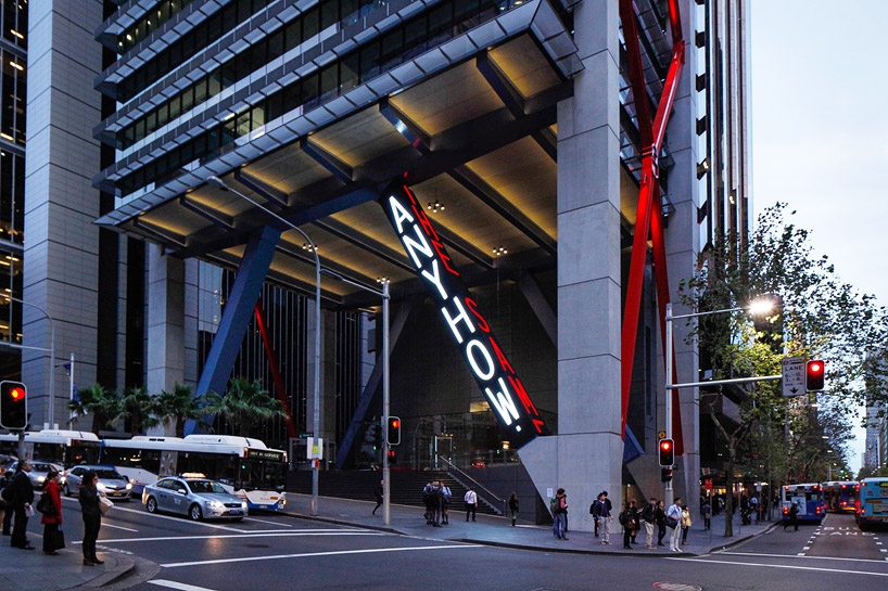 jenny holzer projects poems on 8 chifley square's steel columns in sydney
