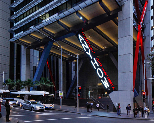 jenny holzer projects poems on 8 chifley square's steel columns in sydney