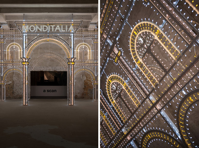 rem koolhaas frames monditalia entrance with swarovski la dolce vita illuminato