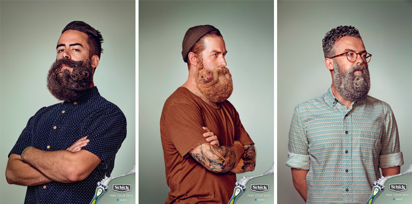 Y&R grow animal beards for schick's free your skin campaign