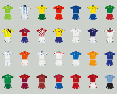an interactive history of FIFA world cup kits from the last 84 years