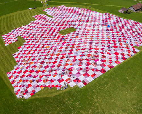 frank + patrik riklin blanket swiss countryside with huge BIGNIK cloth