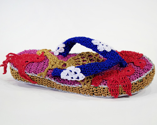 olek crochets flip-flops and sandals for summer shoe series