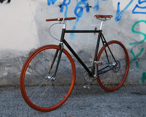 ucycles custom builds fixed-gear bike with ghisallo wood wheels 