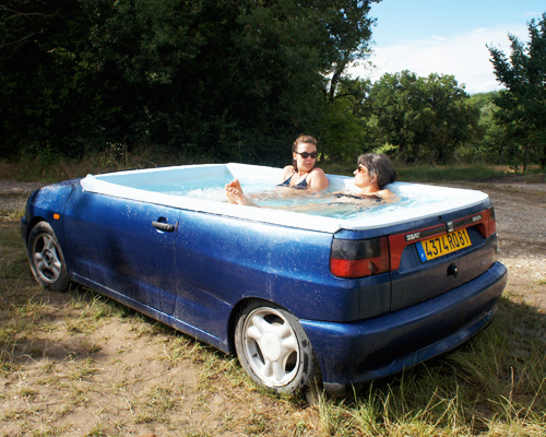 benedetto bufalino turns seat ibiza sedan into a jacuzzi fit for fun