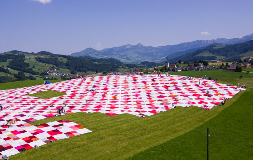 frank + patrik riklin blanket swiss countryside with huge BIGNIK cloth