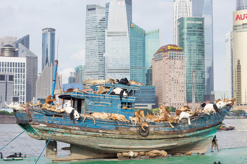 cai guo qiang sends 99 animals aboard the ninth wave in shanghai