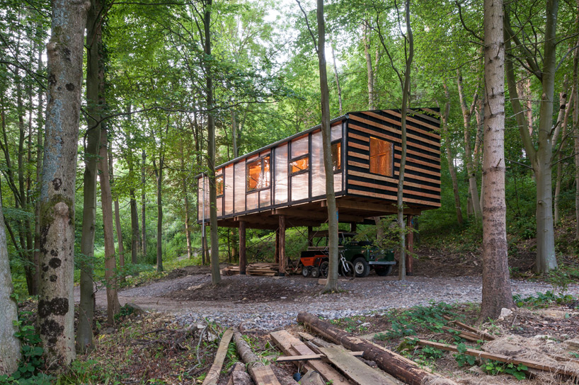 invisible studio elevates its workspace with timber structure
