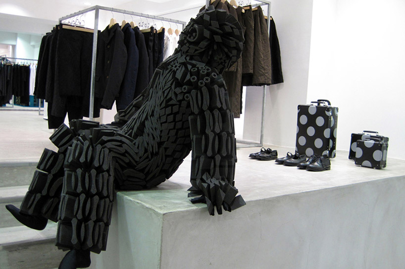 niek pulles installs foamboy monsters in comme des garcons