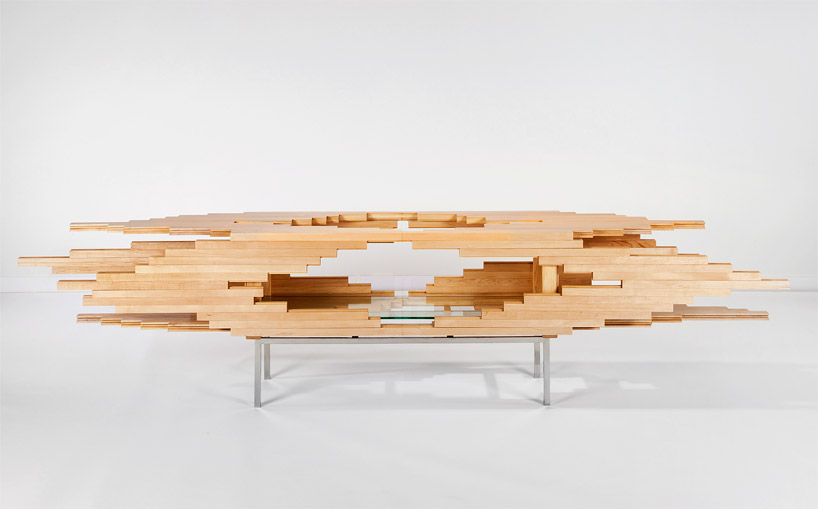 sebastian errazuriz's explosion cabinet lengthens with a single push