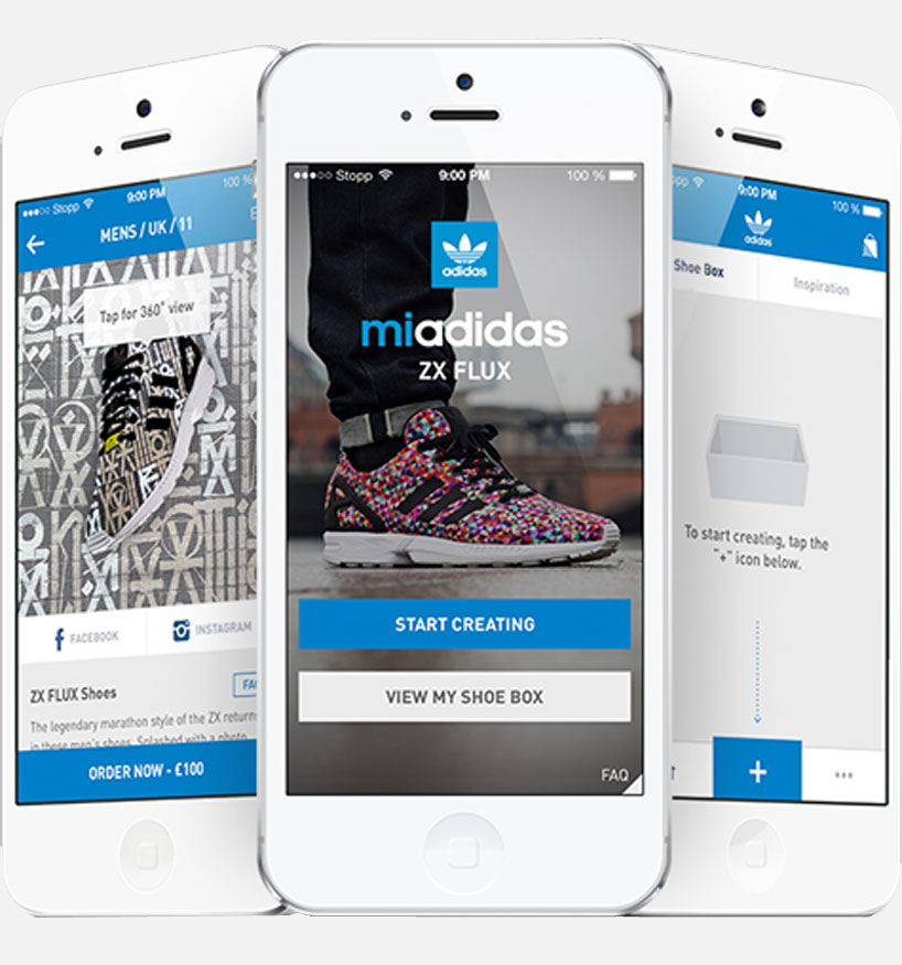 adidas mi zx flux app customizes sneakers with printed photographs