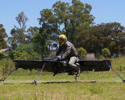 chris malloy's hoverbike fuses the use of helicopters and motorcycles