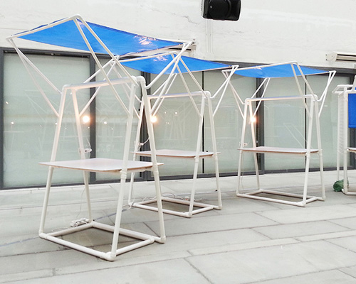 kahing design constructs temporary micro-structures out of PVC pipes