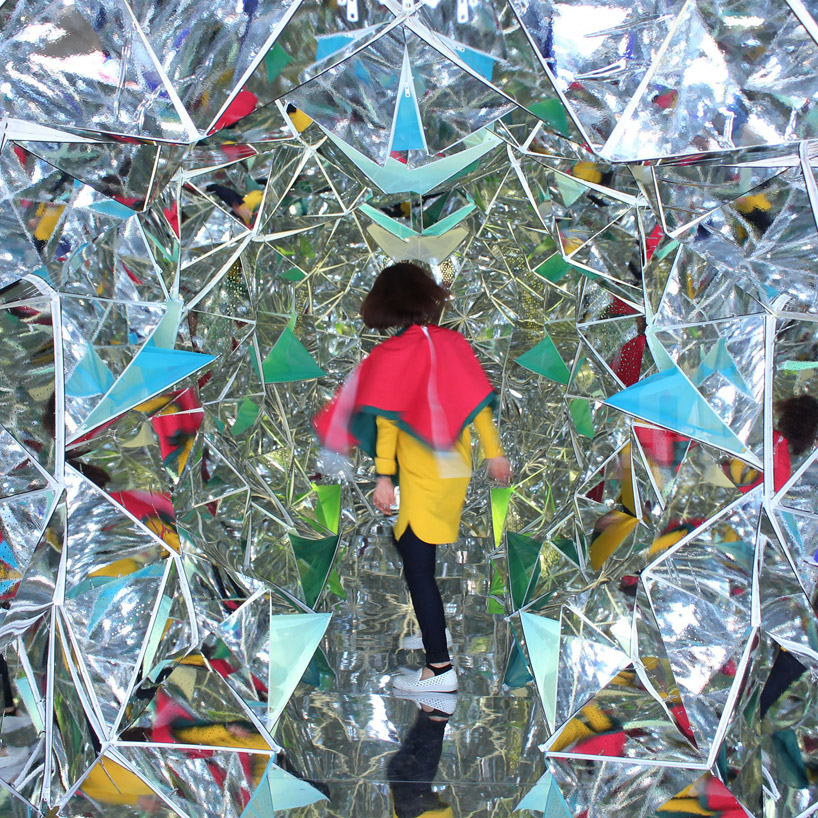 designers turn shipping container into a human-scale kaleidoscope