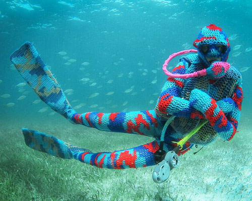 olek in the deep-end for crocheting underwater sculpture