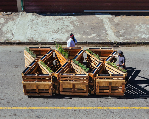 r1 recycles wooden pallets into interlocking mobile benches