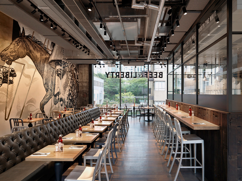 Beef Liberty Restaurant In Hong Kong Features Wall Art By Cyrcle