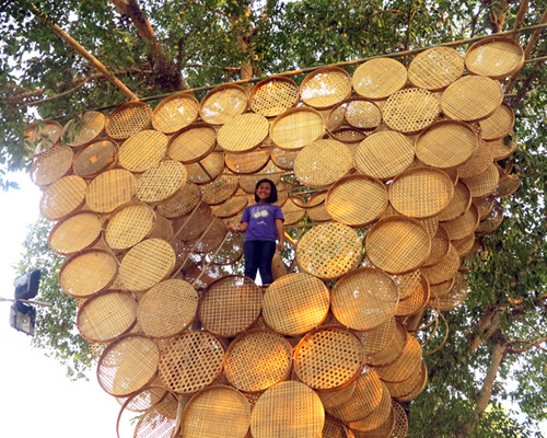 budi pradono architects weaves treehouse with bamboo modules