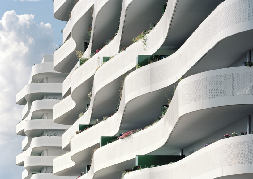 ecdm stacks undulating balconies for ZAC du coteau housing in france