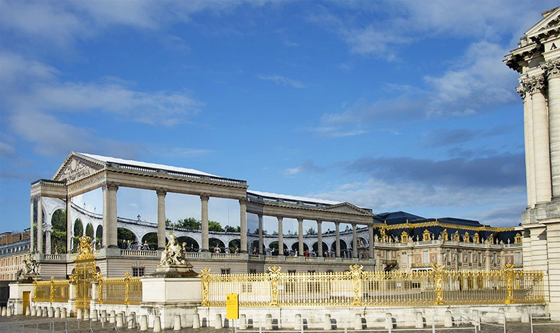 pierre delavie wraps versailles in dior trompe l'oeil canvas