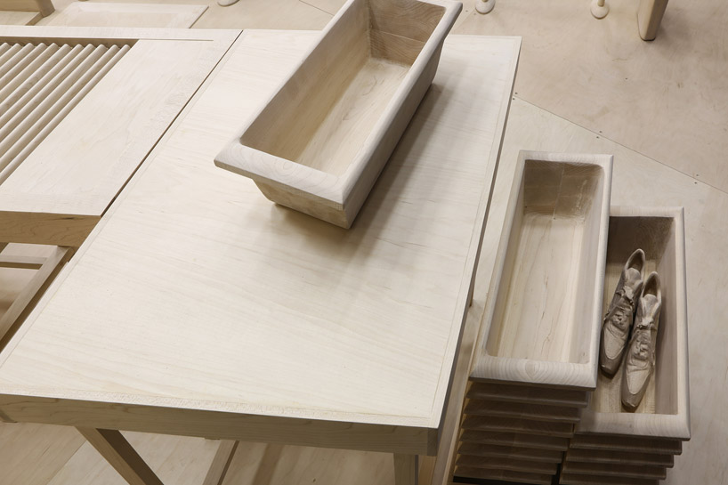 roxy paine carves life-sized airport security checkpoint from wood