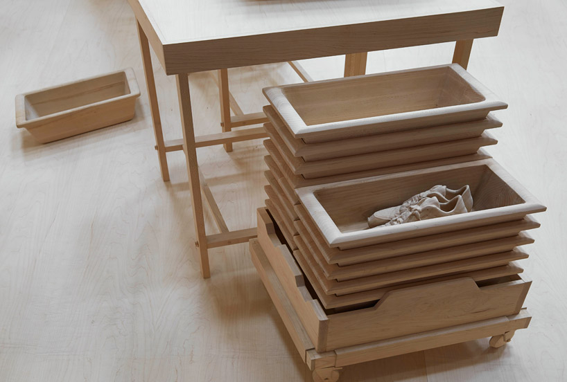 roxy paine carves life-sized airport security checkpoint from wood