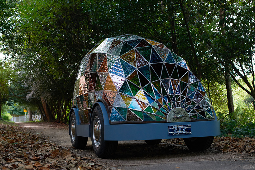 stained glass driverless sleeper car by dominic wilcox