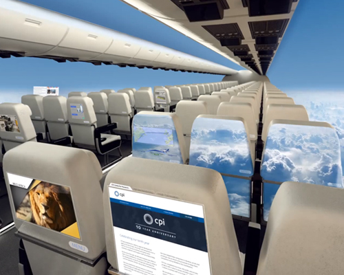 windowless fuselage planes by CPI show panoramic views & entertainment