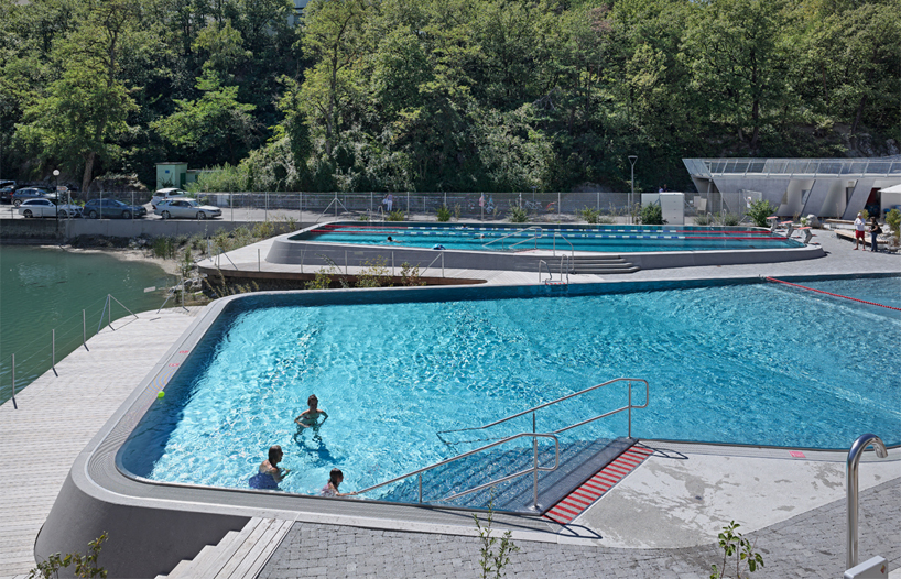 NAU architecture bains de geronde baths switzerland designboom