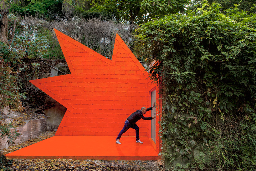 didier faustino sites explosive installation at the entrance of paris' villa bloc