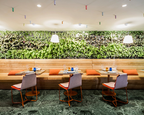 estudiHac's cheese bar for hotel melia features a vertical garden