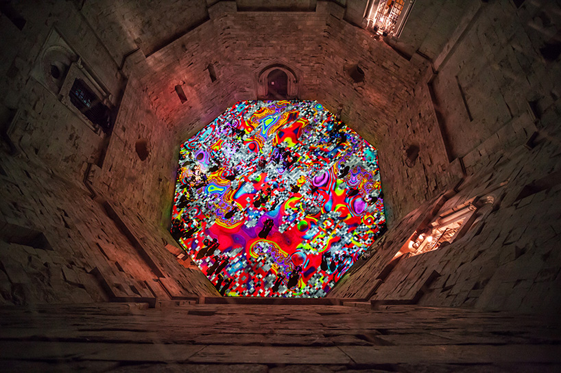 miguel chevalier morphs italian castle with kaleidoscopic patterns